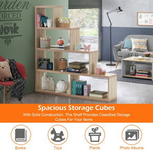 Load image into Gallery viewer, 6 Cubes Ladder Shelf Corner Bookshelf Storage Bookcase-Natural