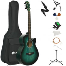 Load image into Gallery viewer, 40" Full Size Cutaway Acoustic Guitar Starter Guitarra Bundle Kit -Green