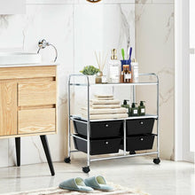 Load image into Gallery viewer, 4 Drawers Shelves Rolling Storage Cart Rack-Black