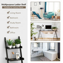 Load image into Gallery viewer, 3 Tier Leaning Rack Wall Ladder Book Shelf Bookcase Storage Display Multipurpose