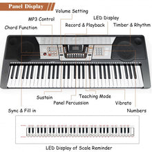 Load image into Gallery viewer, 61 Key Electronic Keyboard Piano Set with Stand Bench Headphones