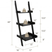 Load image into Gallery viewer, 3 Tier Leaning Rack Wall Ladder Book Shelf Bookcase Storage Display Multipurpose