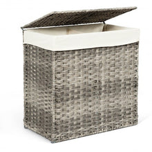 Load image into Gallery viewer, Hand-woven Foldable Rattan Laundry Basket-Gray