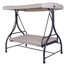 Load image into Gallery viewer, 3 Seats Converting Outdoor Swing Canopy Hammock w/ Adjustable Tilt Canopy-Beige