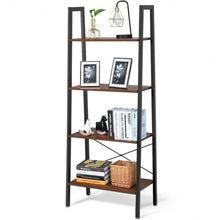 Load image into Gallery viewer, 4-Tier Ladder Shelf Bookcase Bookshelf Display Rack Plant Stand-Black