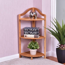 Load image into Gallery viewer, 3 Tiers Free Standing Bamboo Corner Shelving Rack