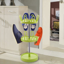 Load image into Gallery viewer, 2-Tier 8 Pairs Upright Revolving Shoe Rack