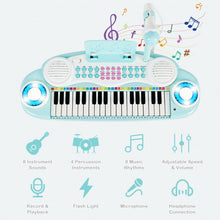 Load image into Gallery viewer, Multifunctional 37 Electric Keyboard Piano with Microphone-Blue