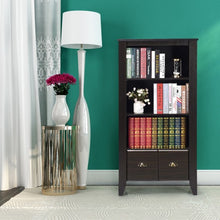 Load image into Gallery viewer, 3 Shelf Adjustable Antique Organizer Bookcase with 2 Drawers