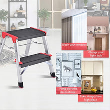 Load image into Gallery viewer, 2 Step Aluminum Ladder Folding Non-Slip Platform 330Lbs Load
