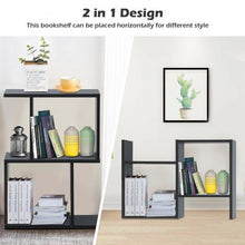 Load image into Gallery viewer, 2-tier S-Shaped Bookcase Free Standing Storage Rack Wooden Display Decor Black