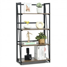 Load image into Gallery viewer, 4-Tier Folding Bookshelf No-Assembly Industrial Bookcase Display Shelves