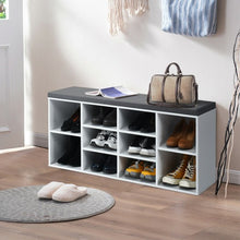 Load image into Gallery viewer, 10-Cube Organizer Entryway Padded Shoe Storage Bench-White