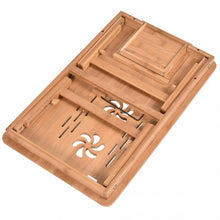 Load image into Gallery viewer, Portable Bamboo Laptop Desk Table with Drawer