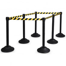 Load image into Gallery viewer, 6 Pcs Stanchion Post Crowd Control Barriers Queue Pole w/Retractable Belt-Yellow