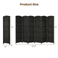 Load image into Gallery viewer, 6.5Ft 6-Panel Weave Folding Fiber Room Divider Screen-Black