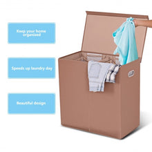 Load image into Gallery viewer, Double Laundry Hamper Storage Collapsible Basket Cothes Organizer-Brown