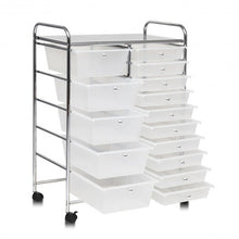 Load image into Gallery viewer, 15 Drawers Rolling Storage Cart Organizer-clear