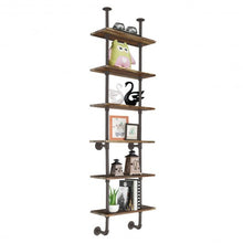 Load image into Gallery viewer, 6-Shelf Rustic Vintage Industrial Pipe Wall Shelf