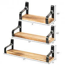 Load image into Gallery viewer, Rustic Wood Wall-Mounted Floating Shelves Set of 3