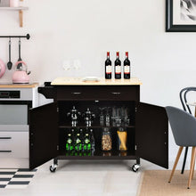 Load image into Gallery viewer, Modern Rolling Kitchen Cart Island with Wooden Top-Brown