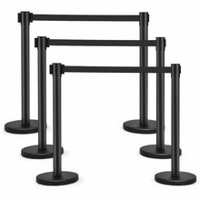 Load image into Gallery viewer, 6 pcs Retractable Black Stanchion Posts Queue Pole