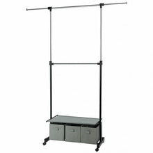 Load image into Gallery viewer, 2-Rod Adjustable Garment Rack with Shelf & Storage Boxes