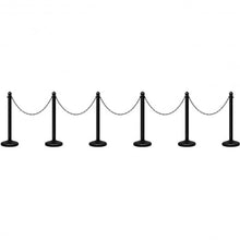 Load image into Gallery viewer, 6PC Set 39.5" Chain C-Hooks Fillable Base Plastic Stanchion-Black