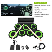 Load image into Gallery viewer, Set 7 Kit Electronic Roll Up Pads MIDI Drum -Green