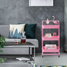 Load image into Gallery viewer, 3-Tier Utility Cart Storage Rolling Cart with Casters-Pink