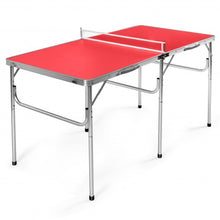 Load image into Gallery viewer, 60 Inches Portable Tennis Ping Pong Folding Table with Accessories-Red