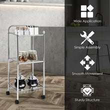 Load image into Gallery viewer, 3-Tier Multifunction Mesh Wire Rolling Cart