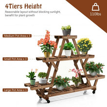 Load image into Gallery viewer, Wooden Plant Stand with Wheels Pots Holder Display Shelf