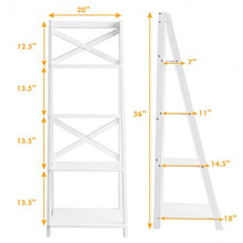 Load image into Gallery viewer, 4-tier Leaning Free Standing Ladder Shelf Bookcase-White
