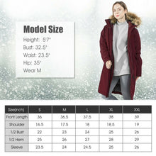 Load image into Gallery viewer, Women's Hooded Long Down Coat with Faux-fur Trim-Red-XL