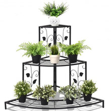 Load image into Gallery viewer, 3 Tier Floral Corner Metal Plant Pot Rack