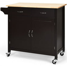 Load image into Gallery viewer, Modern Rolling Kitchen Cart Island with Wooden Top-Brown