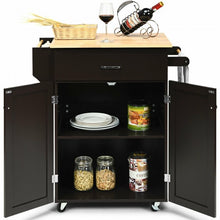 Load image into Gallery viewer, Utility Rolling Storage Cabinet Kitchen Island Cart with Spice Rack-Brown