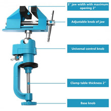 Load image into Gallery viewer, Bench Vise Swivel 3" Tabletop Clamp Vice Tilts Rotate 360 Universal Work