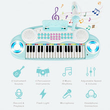 Load image into Gallery viewer, 37-key Kids Toy Keyboard Piano with Microphone-Blue