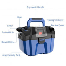 Load image into Gallery viewer, 18V Wet Dry Vacuum 2.7 Gal 4 Peak HP Cordless Shop Vac 2.0 AH Battery-Blue