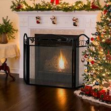 Load image into Gallery viewer, 3 Panel Foldable Steel Fireplace Screen Spark Guard Fence