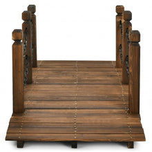 Load image into Gallery viewer, 5 ft Wooden Garden Bridge Arc Footbridge Stained Finish Walkway with Safety Rails