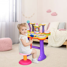 Load image into Gallery viewer, 3-in-1 Kid Piano Keyboard Drum Set with Carousel Music Box