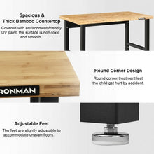 Load image into Gallery viewer, 48" Adjustable Height Bamboo Steel Frame Workbench
