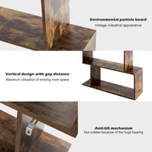 Load image into Gallery viewer, 6-Tier S-Shaped Bookcase Z-Shelf Style Storage Bookshelf-Coffee