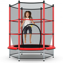 Load image into Gallery viewer, 55" Youth Jumping Round Trampoline with Safety Pad Enclosure-Red