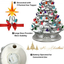 Load image into Gallery viewer, 15" Pre-Lit Hand-Painted Ceramic Christmas Tree-Silver