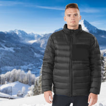 Load image into Gallery viewer, Electric USB Men’s Down Heated Jacket Thermal Stand Collar Coat-Black-XXXL