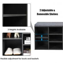 Load image into Gallery viewer, 10-Cube Organizer Entryway Padded Shoe Storage Bench-Gray